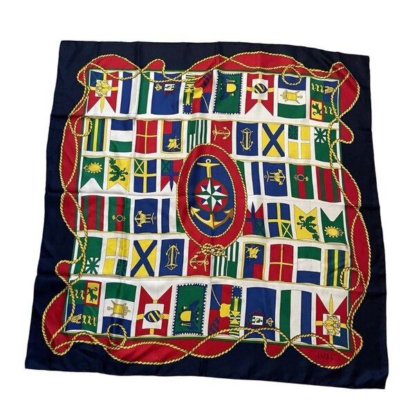Vintage Club 7 Echo Flag Print Square Scarf Multicolor - Picture 1 of 9